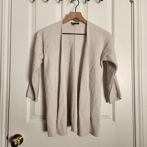 Eileen Fischer Cream Open-Front Women's Silk Cotton Blend Cardigan